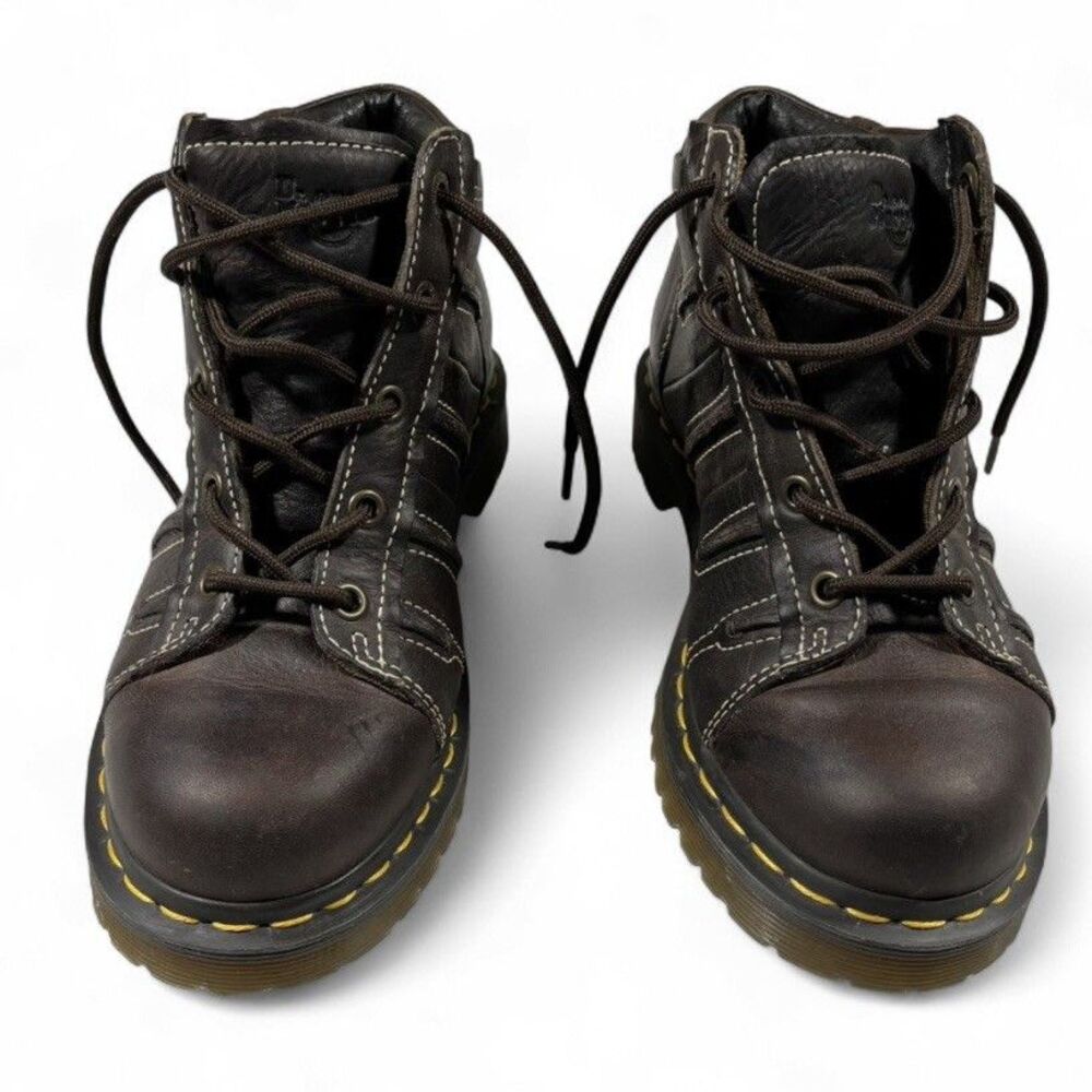Dr Martens Womens 8 US/6 UK Brown Leather Combat Boots AirWair Lace Up